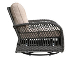 3 Pieces Conversation Set, Outdoor Wicker Rocker Swivel Patio Bistro Set, Rocking Chair with Glass W1889P494796