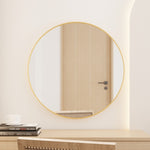 ZUN Tempered mirror 32" Wall Circle Mirror for Bathroom, Gold Mirror for Wall, 20 inch Hanging W1806P149710