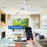 ZUN Smart 48 in. integrated LED Balck Ceiling Fan with Remote Contorl and Plywood Blades W1367135046