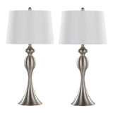 Ashland 30" Contemporary Metal Table Lamp in Brushed Nickel with White Linen Shade from Grandview B202P224108