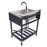 23.8 Stainless Steel Utility Sink Laundry Tub Sink with Cold and Hot Water Faucet for Laundry Room 07673887