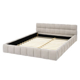 Queen Size Upholstered Bed Frame Thick Fabric, Chenille Fabric Grounded Queen Size Platform Bed 09509443