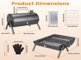 2-in-1 Portable Charcoal BBQ Grill, Dual Air Vents & Chimney Vent, Foldable Iron Barbecue Grill with 20903097
