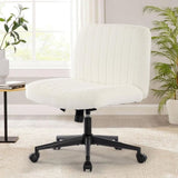 ZUN Office chair with wheels, armless office chair, Teddy velvet wide seat home office chair, cute W1521P176388