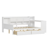 Wooden L-Shape Daybed with Seven Storage Cabinets and Two Storage Drawers, Multi-functional Bed with 74696314