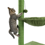 ZUN Cat Tree Scratcher Cactus With Cat Scratching Post Hammock Interactive Ball Green 29427516