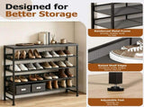 5-Tier Shoe Rack with Wooden Top, Metal Storage Shelf for 16-20 Pairs, Rust-Resistant Entryway Shoe 96387824