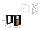 Kitchen Island 36" H, Three Open Side Storage Shelves and One Push-to-Open Cabinet, Black / Natural B097P221381