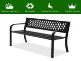 47in PVC Mesh Backrest Iron Bench Black 75056044