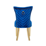 Eva 2 Piece Gold Legs Dining Chairs Finished with Velvet Fabric in Blue B00960892