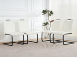 Modern White PU dining chair living room chair upholstered chair, black metal chair leg design, W210P199101