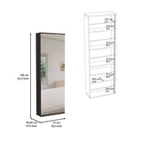 Wall Shoe Rack 54" H, One Mirror, One Door, Five Internal Storage Shelves, Approximate Capacity for B097132916
