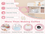 Pink Kids Coffee Kitchen Playset with Microwave Oven Stove for 3 Years Old 90229154