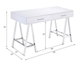 White High Gloss and Chrome Writing Desk with USB Port B062P209205