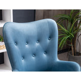 ZUN Doarnin Contemporary Silky Velvet Tufted Button Back Accent Chair, Blue T2574P164266