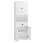 ZUN Tall Bathroom Cabinet with Four Doors, Large Storage Space Open Shelve, Upper Storage Cabinet, White 82111531