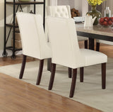 ZUN Modern Faux Leather White Tufted Set of 2 Chairs Dining Seat Chair HSESF00F1503