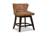 Holmes Tufted High-Back 360 Swivel Counter-Height Barstool, Tan Brown Faux Leather B2719P238380
