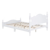 Full Size Wood Platform Bed Frame,Retro Style Platform Bed with Wooden Slat Support,White WF310129AAK