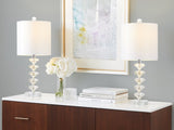 Diamond Stacked 23" Contemporary Crystal Table Lamp in Clear K9 Crystal with Off-White Silk-Like B202P224007