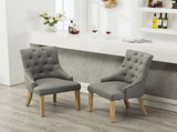 Grey Button Tufted Solid Wood Wingback Hostess Chairs with Nail Heads Set of 2 T2574P164607