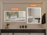 48" x 32" LED Bathroom Mirror with Brushed Aluminum Frame,Copper-Free Silver Mirror, 3-Color W2709P268900