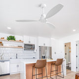 52 Inch Wood Blade Low Profile Ceiling Fan with 6 Speed Remote Control for Patio Living Room W934P147088