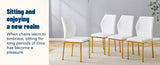 Luxury Simple Chair - Set of 4 White PU Material High Resilience Dining Chair with Metal Gold W1151P282689