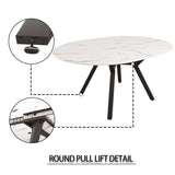 47-63" expandable circular dining tables , equipped with 6 PU fabric thick cushioned dining chairs 62762591