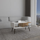 Aranjuez 29" Wide Coffee Table with Three Shelves, Rectangular, Living Room White - Natural Oak B200P253750