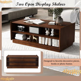 U-Can Modern Rectangle Coffee Table 4 Drawers and 2 Display Shelves, 47.2" Wood Coffee Table 69954420