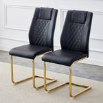 ZUN Modern dining chairs with faux leather padded seats, dining room gold metal leg upholstered W1151107096