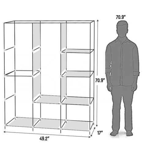 ZUN 71" Portable Closet Wardrobe Clothes Rack Storage Organizer with Shelf Blue 23488326
