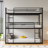 Triple Twin Bunk Beds, Twin Over Twin Over Twin Metal Bunk Bed Platform Frame, Two Attached Ladders, W840P209935