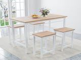5-piece modern kitchen table with four bar stools Bar table set 5PC,metal frame and MDF, white 92378769