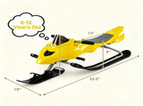 2-in-1 Kids Snow Racer Sled with Tow Rope, 30&deg Steering & Dual Foot Brakes Downhill Ski Sled, 25933273