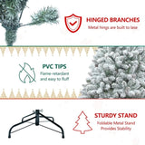 Artificial 6ft Flocked Christmas Tree with 888 PVC Branch Tips, Pine cone*36pcs, memory wireiron 26187002