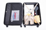 3 Piece Luggage Sets ABS Lightweight Suitcase with Two Hooks, Spinner Wheels, TSA Lock, W284P146216