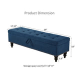 59" Bed Bench with Storage Blue Fabric W1097124943