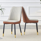 ZUN Light gray and brown color combination dining chairs and living room chairs. PU cushion and metal W1151P164672