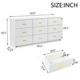 Modern White 9-Drawer Dresser for Bedroom - Ample Storage Wide Chest of Drawers, Sturdy & Safe W1785P324461
