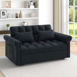 Loveseats Sofa Bed with Pull-out Bed,Adjsutable Back-Black W487P263842