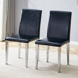 Two Black PU dining chairs,Silver Metal Legs.Simple and versatile, comfortable and accompanied. W1151P269021