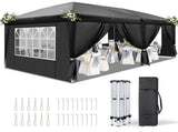 10'x20' Instant Pop Up Canopy Tent Black, 6 Panels 2 Doors 4 Mesh Windows, 28/22mm Powder Coated 43899525