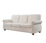 Soft Velvet Sofa, Upholstered 3 Seater Couch with High-Density Foam, Loose Back Cushions and Solid B2735P292318