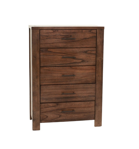 ZUN Oak Finish 1pc Chest Of Drawers Wooden Texture 5x Drawers Storage Bedroom Furniture B011P244398