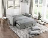 ZUN Modern Home Furniture Solid Wood Frame Sofa with Pull-Out Bed Gray Fabric Upholstered 2x Pillows B011125789