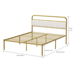 ZUN Metal Steel Platform Bed Frame with Upholstered Headboard cushion - Gold W2992P233415