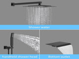 Rain Shower System Matte Black Tub Shower Faucet Set 10 Inch Square Rainfall Shower Head with 59125880