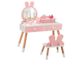2-in-1 Kids Vanity Table Set with Detachable Mirror, Pink Dressing Table with Storage Shelf & 61595807